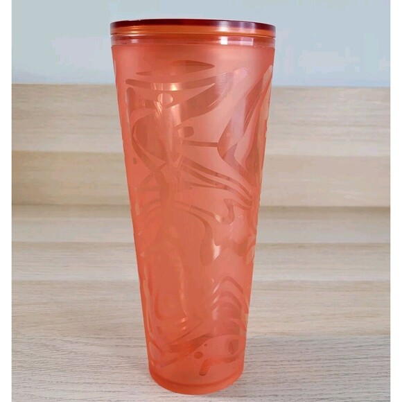 Starbucks Venti Tumbler Orange Swirl Cup 24 oz Lid Travel Coffee Drink Mug - Picture 2 of 6